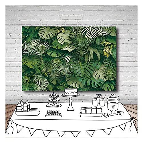 Qian Tropical Green Leaves Theme Photography Backdrops 7X5FT Vinyl Wedding Bride Shower Party Decor Newborn Baby Shower Banner Photo Background Studio Shooting Props - Image 3