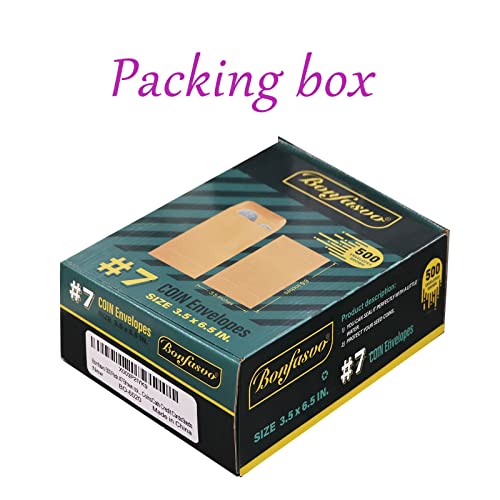 Bonfasvo 500 Pack #7 Brown coin envelope 3.5 x 6.5 inches Kraft Envelopes Classic Small Parts Envelopes with Self Adhesive Gummed Flap for Coins Cash Credit Cards Seeds - Image 5