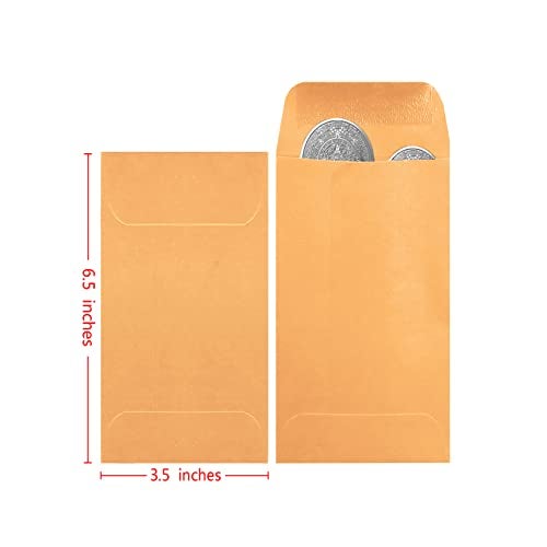 Bonfasvo 500 Pack #7 Brown coin envelope 3.5 x 6.5 inches Kraft Envelopes Classic Small Parts Envelopes with Self Adhesive Gummed Flap for Coins Cash Credit Cards Seeds - Image 2