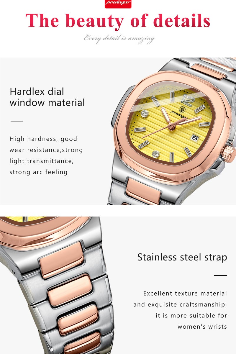 پوداجار المرأة ساعة، النساء للماء مضيئة الكوارتز الكلاسيكية ساعة المعصم-31mm - Image 4