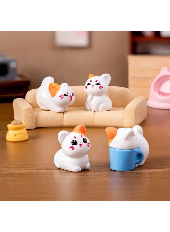 4 Pcs Cute Kitty Figurine Pastel Pink White Desk Decor Gift For Cat Lovers - Image 3