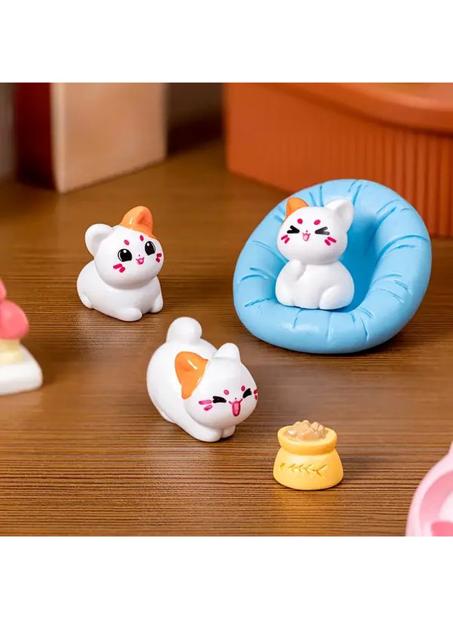 4 Pcs Cute Kitty Figurine Pastel Pink White Desk Decor Gift For Cat Lovers - Image 2