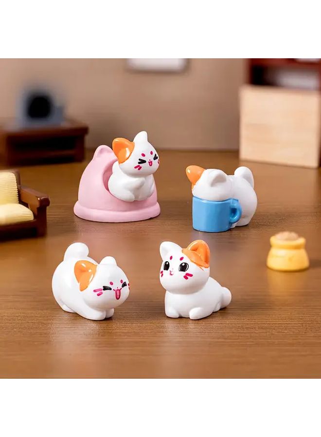 4 Pcs Cute Kitty Figurine Pastel Pink White Desk Decor Gift For Cat Lovers - Image 1