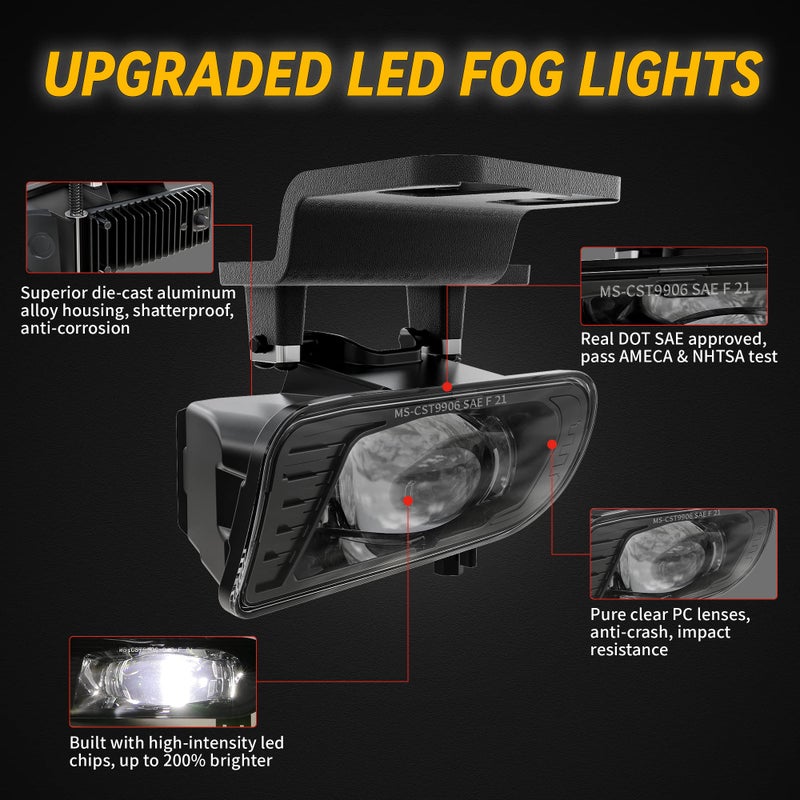 RAMJET4X4 Upgraded LED Fog Lights Fog Lamps DOT Approved Replacement Compatible with 1999-2002 Chevy Silverado 1500 2500 3500, 2000-2006 Chevy Suburban Tahoe - Image 2