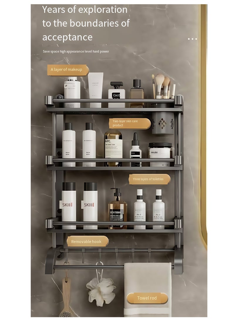 Shuer Shelves Set 3 Tier Wall Mounted Bathroom Rack Shelves Wall Decor Bathroom Shelves Shower Storage Wall Shelves with Towel Bar Storage Organizer Shelf for Bathroom Kitchen Bedroom Living Room - Image 2