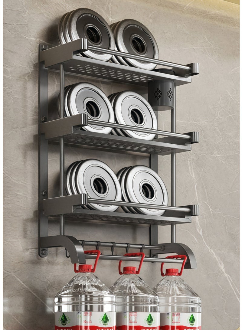 Shuer Shelves Set 3 Tier Wall Mounted Bathroom Rack Shelves Wall Decor Bathroom Shelves Shower Storage Wall Shelves with Towel Bar Storage Organizer Shelf for Bathroom Kitchen Bedroom Living Room - Image 4