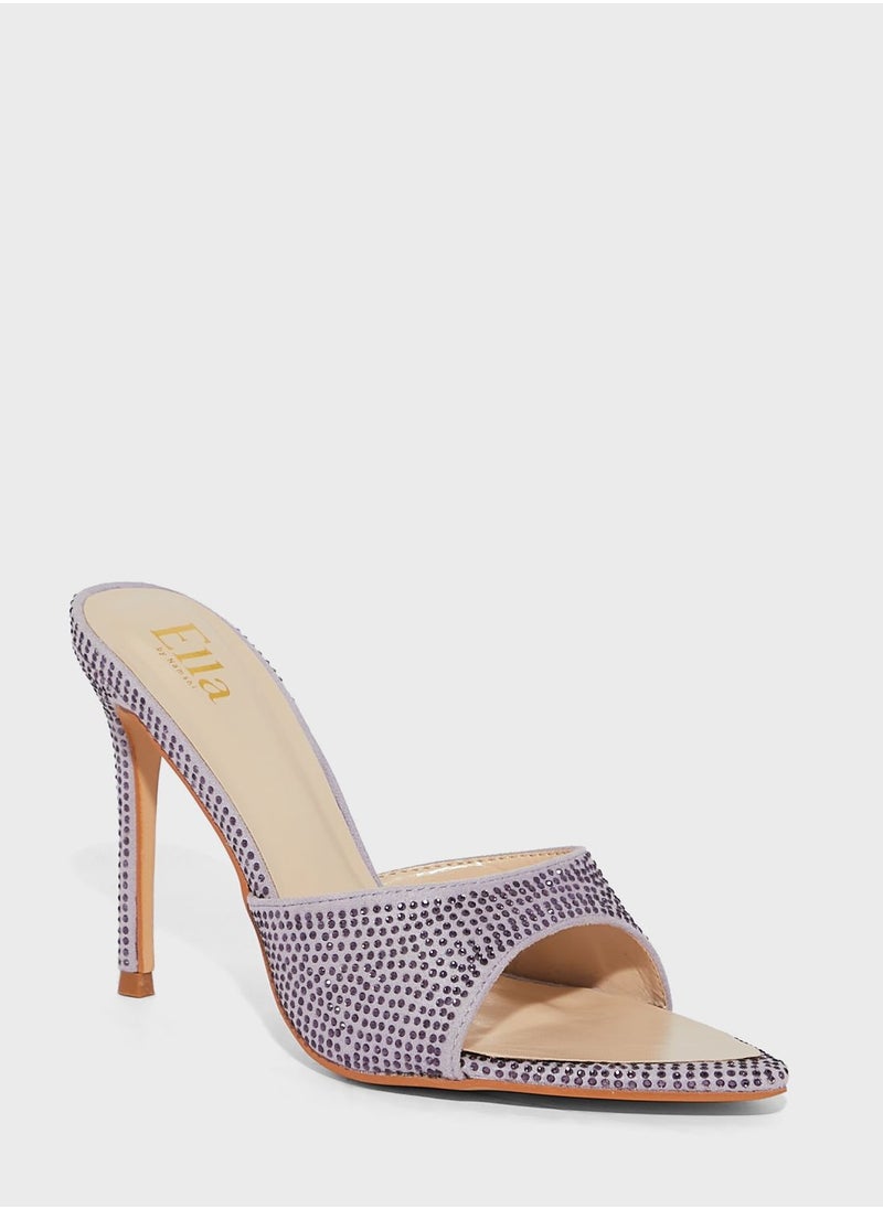 Ella Limited Edition - Diamante Pointed Toe Sandal Black - Image 1