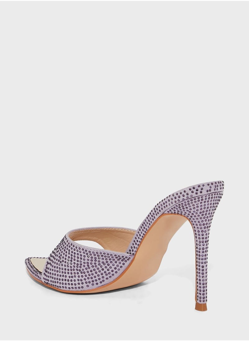 Ella Limited Edition - Diamante Pointed Toe Sandal Black - Image 1