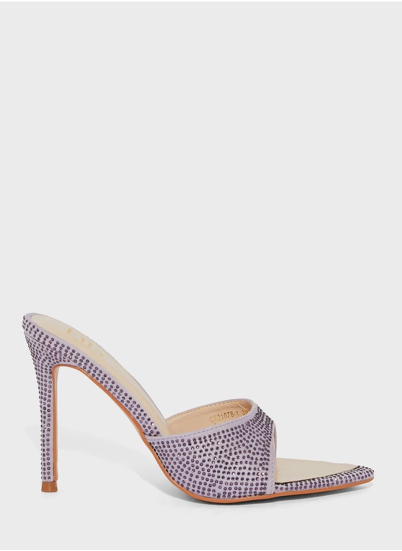 Ella Limited Edition - Diamante Pointed Toe Sandal Black - Image 1