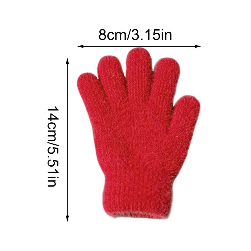 Red Kids Full Finger Winter Gloves Soft Insulated Snow Mittens For Cold Weather - Image 3