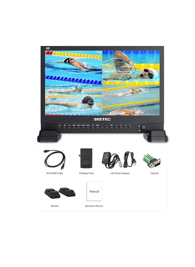 فيل وورلد شاشة FEELWORLD مقاس 15.6 بوصة 4K لمخرج البث مع شاشة IPS UHD 3840x2160 4x4K HDMI Quad Split Display 3G SDI VGA DVI لمخرج ما بعد الإنتاج المباشر للأحداث الاحترافية كاميرا فيلم Field 4K156-9HSD - Image 3