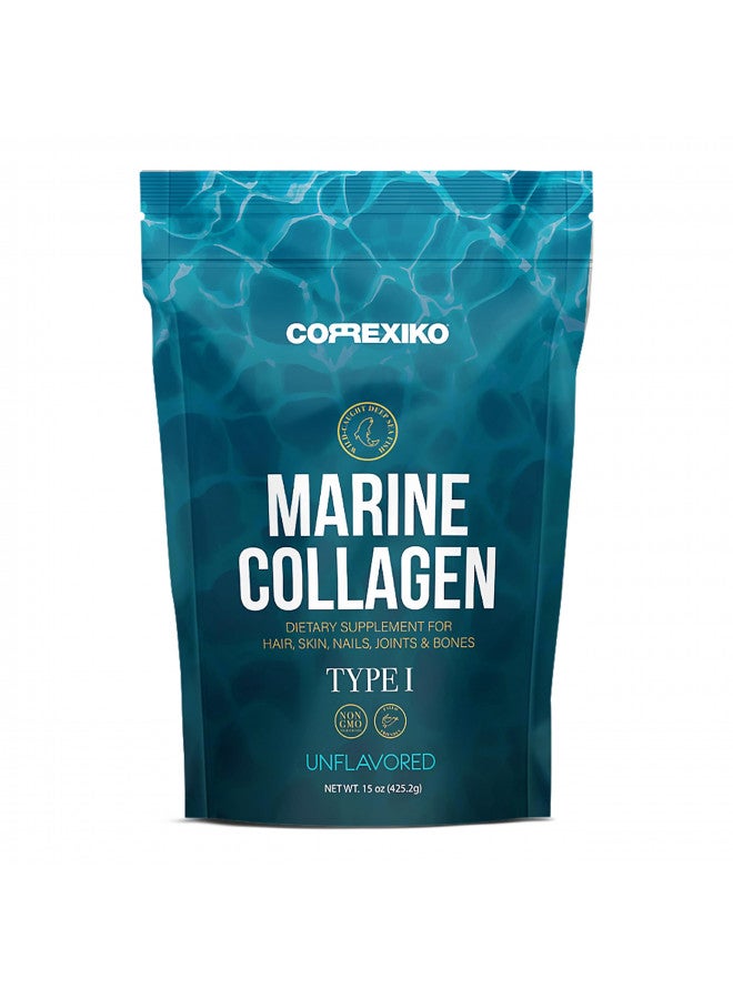 Hydrolyzed Marine Collagen Peptides Powder.Canadian Wild-Caught Fish Skin(Not Scales)- Colageno Hidrolizado en Polvo- Vital Protein Supplement for Skin, Hair, Joints and Digestion- Marine Powder(15oz)