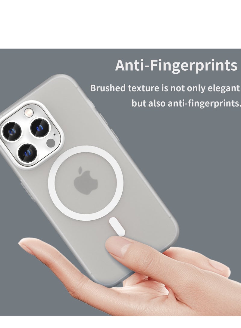 Abania Magnetic Case for iPhone 14 Pro, Translucent Brushed Matte White, MagSafe Compatible Mobile Cover, Heavy Duty Shockproof & Anti-Fingerprint - Image 4
