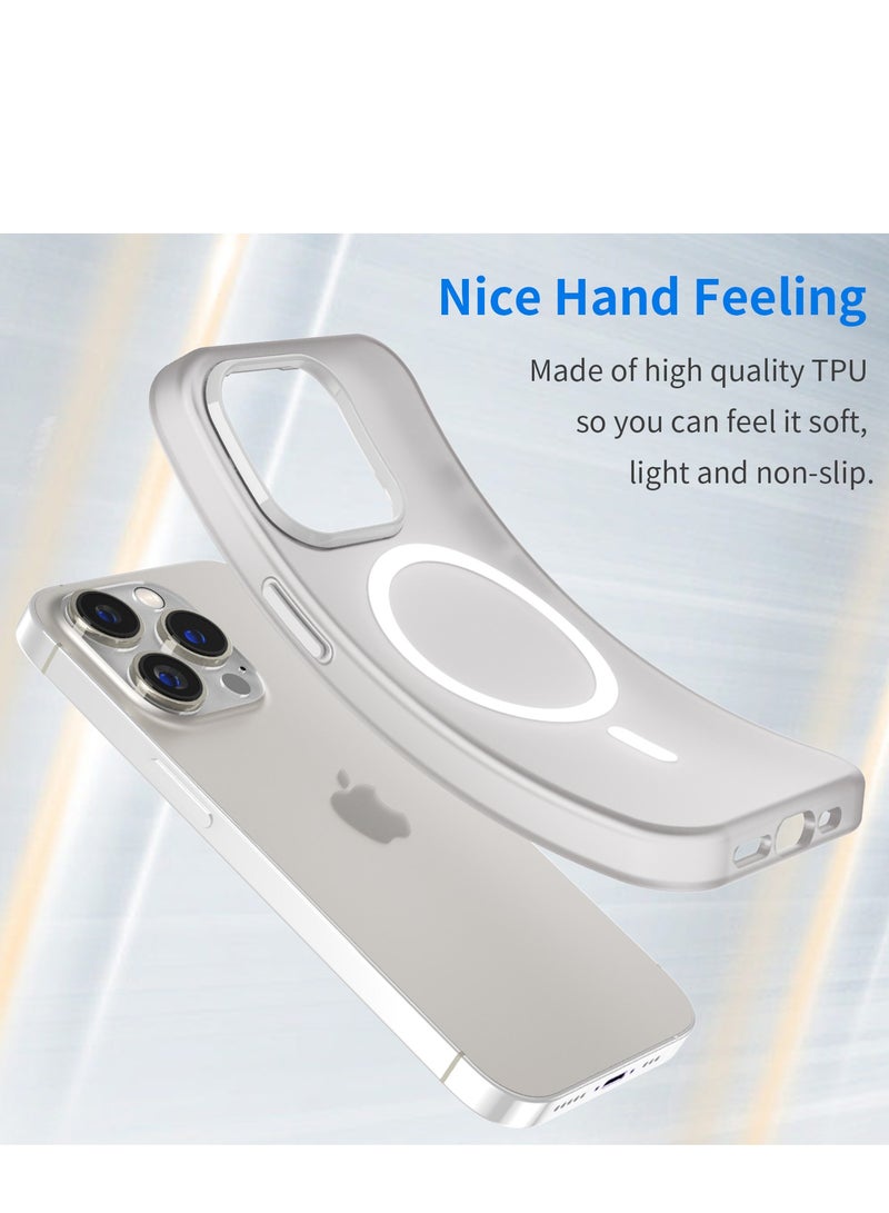Abania Magnetic Case for iPhone 14 Pro, Translucent Brushed Matte White, MagSafe Compatible Mobile Cover, Heavy Duty Shockproof & Anti-Fingerprint - Image 3