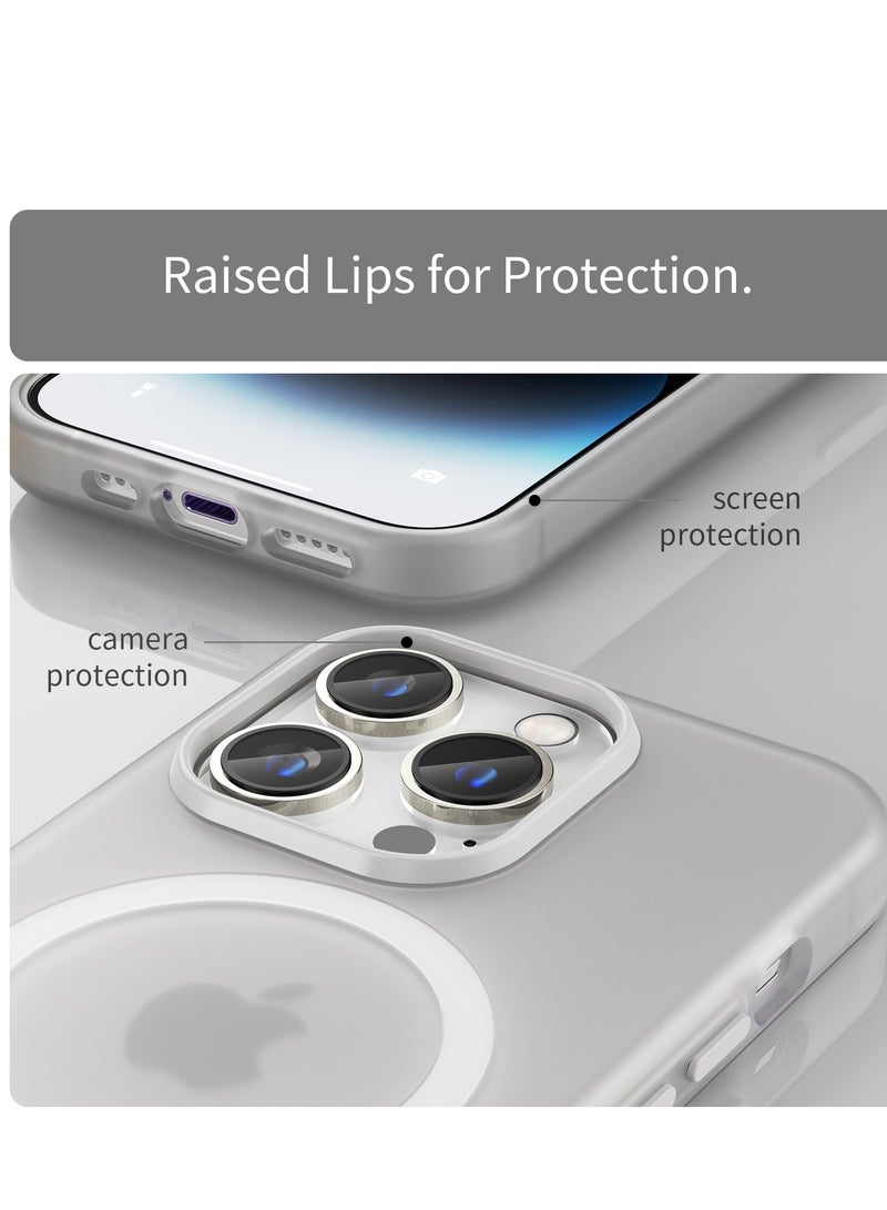 Abania Magnetic Case for iPhone 14 Pro, Translucent Brushed Matte White, MagSafe Compatible Mobile Cover, Heavy Duty Shockproof & Anti-Fingerprint - Image 5
