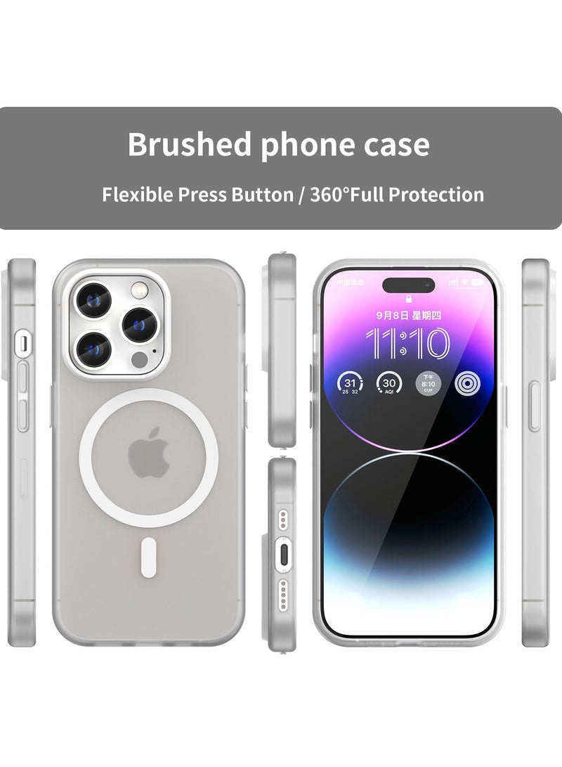 Abania Magnetic Case for iPhone 14 Pro, Translucent Brushed Matte White, MagSafe Compatible Mobile Cover, Heavy Duty Shockproof & Anti-Fingerprint - Image 2