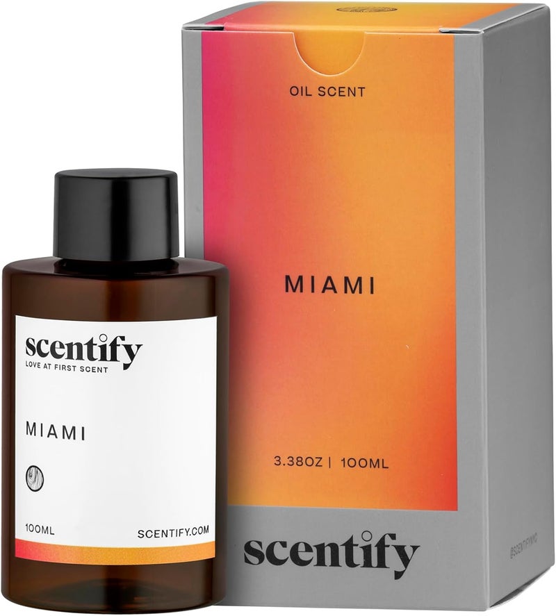 Scentify سنتيفي ميامي عطر زيت عطري لإعادة تعبئة البخاخات الزيتية - نغمات كريمية وكشمير وصندل ومسك - عطر بخاخ عطري فاخر ومريح 100 مل، 3.38 أونصة - Image 1