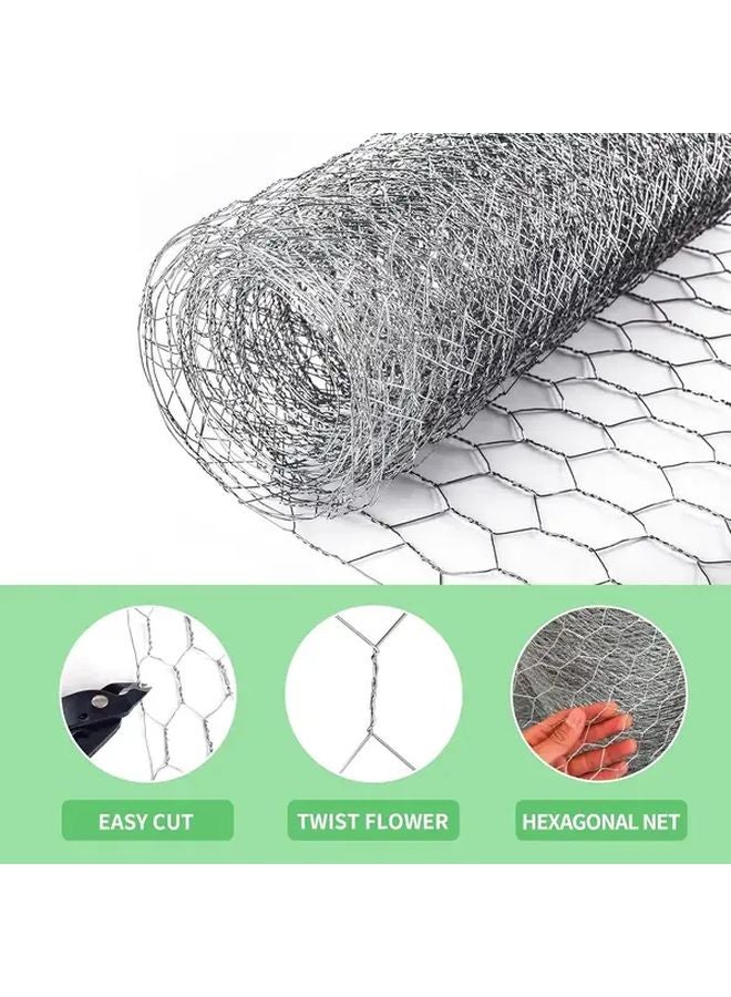 شبكة دجاج سداسية ثقيلة من الزنك والفولاذ لفة 100 سم × 35 سم شبكة دواجن مقاومة للصدأ - Image 3