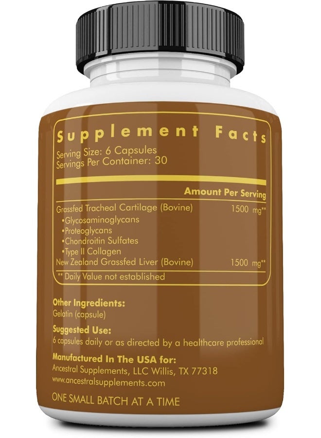 Ancestral Supplements Bovine Tracheal Cartilage with Liver Supports Healing, Immune, Joint Health - 180 Capsules - Image 2
