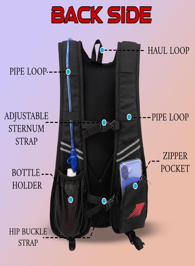 Whackk Marathon Red Running Bag |Unisex Camping & Hiking | Hydration Pouch Compartment w. Connecting Water ducts Pockets |Waist Packs|Motorcycle Trekking Outdoor (Bladder Not Included) - Image 2