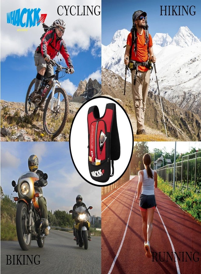 Whackk Marathon Red Running Bag |Unisex Camping & Hiking | Hydration Pouch Compartment w. Connecting Water ducts Pockets |Waist Packs|Motorcycle Trekking Outdoor (Bladder Not Included) - Image 3