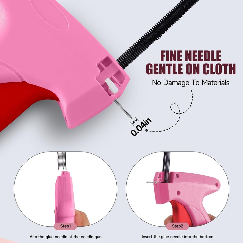 KEEUH Micro Tag Gun for Clothes - Rose and Red Color Mini Stitch Gun for Clothes Fabric-Friendly Design Single Stitch Sewing Gun Quick Clothing Fixer Total 4000 Fasteners - Image 4