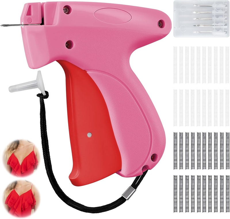 KEEUH Micro Tag Gun for Clothes - Rose and Red Color Mini Stitch Gun for Clothes Fabric-Friendly Design Single Stitch Sewing Gun Quick Clothing Fixer Total 4000 Fasteners - Image 1