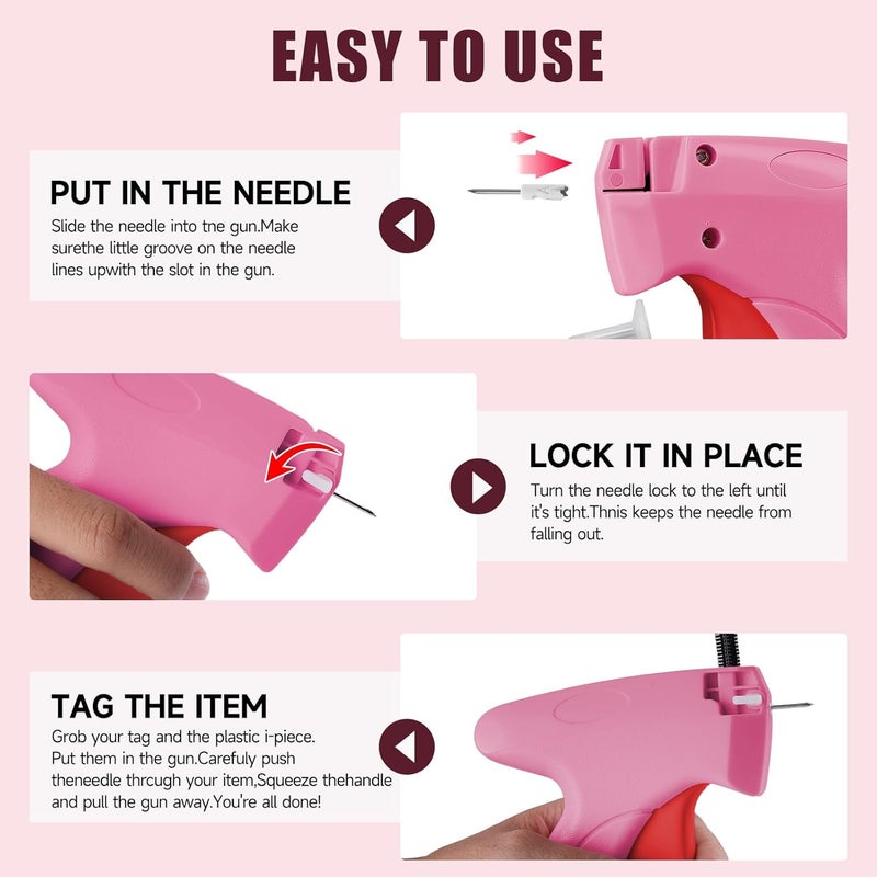 KEEUH Micro Tag Gun for Clothes - Rose and Red Color Mini Stitch Gun for Clothes Fabric-Friendly Design Single Stitch Sewing Gun Quick Clothing Fixer Total 4000 Fasteners - Image 2