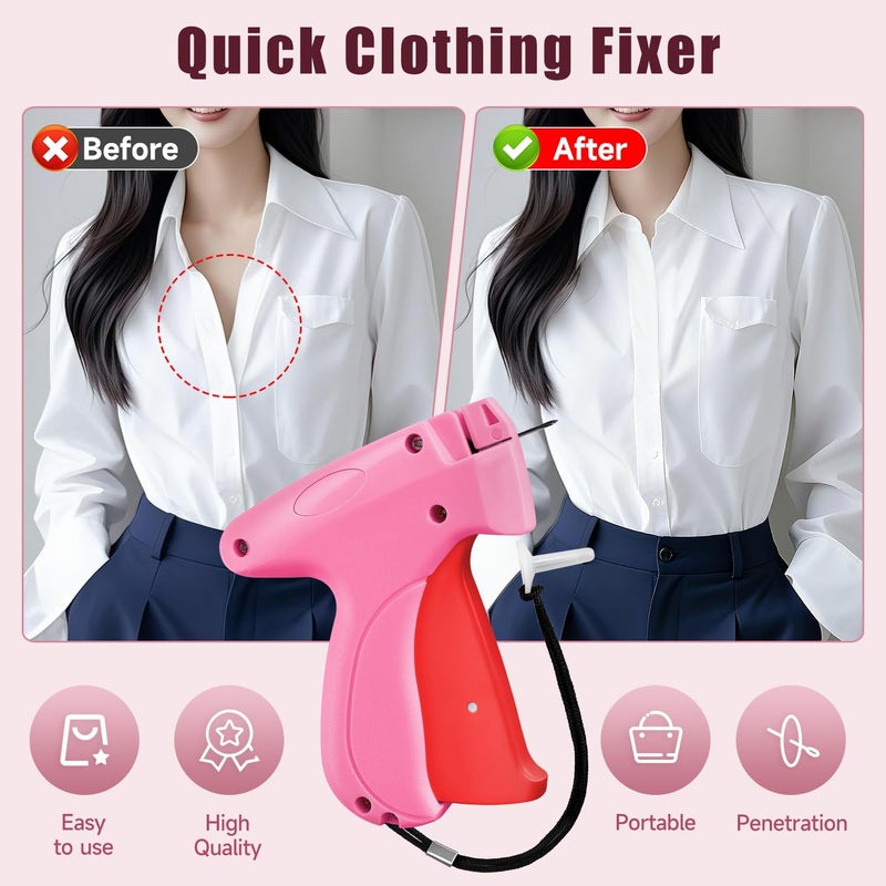 KEEUH Micro Tag Gun for Clothes - Rose and Red Color Mini Stitch Gun for Clothes Fabric-Friendly Design Single Stitch Sewing Gun Quick Clothing Fixer Total 4000 Fasteners - Image 3