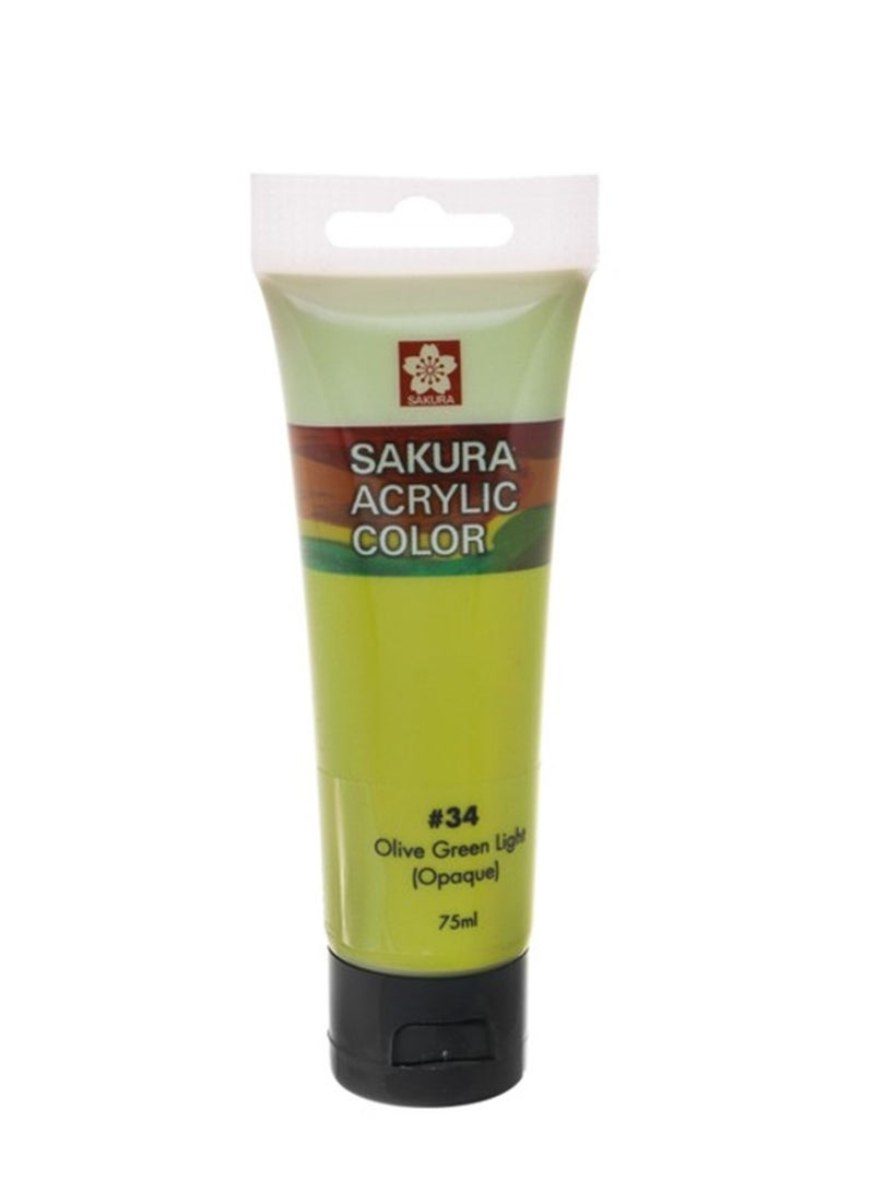 SAKURA Acrylic Color Paint Tube 75ml Content Olive Green Light - Image 1