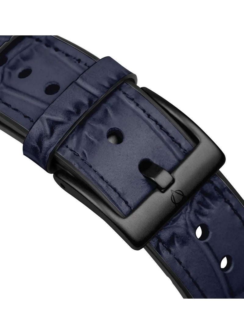 A-CASE - A-Case its My Case Javan Series Genuine Leather Band Compatible with Apple watch Series Ultra 1/2 ,7,6,5,4,3, SE Sizes 42/44/45/49MM B - Blue - Image 1