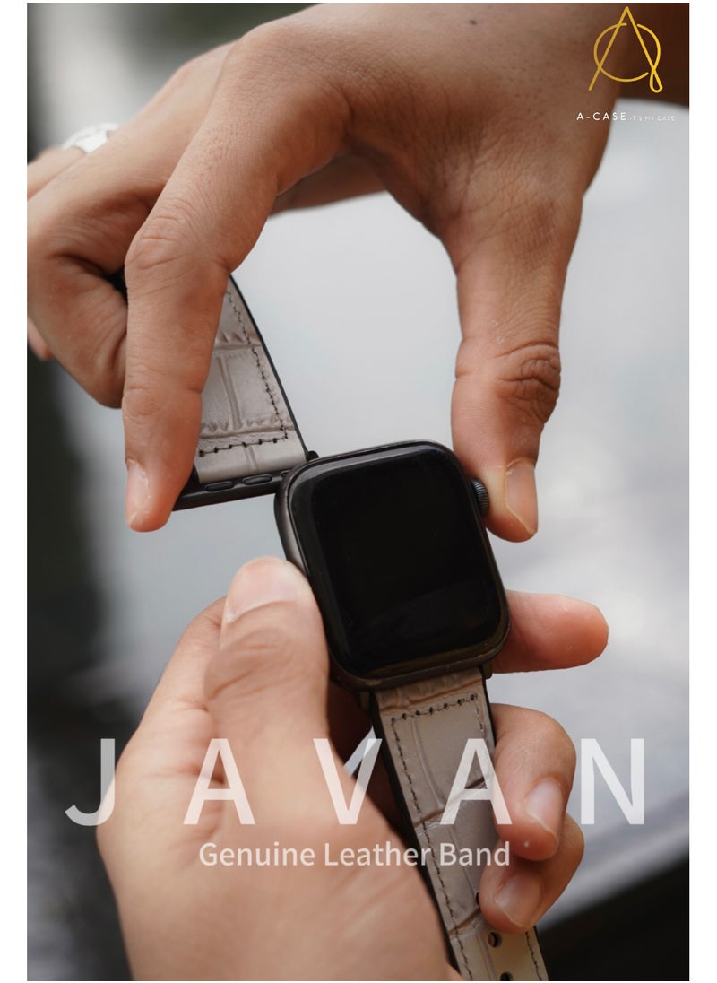 A-CASE - A-Case its My Case Javan Series Genuine Leather Band Compatible with Apple watch Series Ultra 1/2 ,7,6,5,4,3, SE Sizes 42/44/45/49MM B - Blue - Image 1