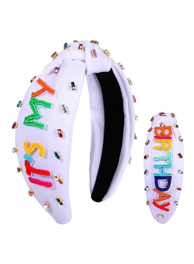 YAHPERN It's My Birthday Headband for Women (White) - Image 1