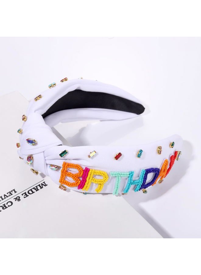 YAHPERN It's My Birthday Headband for Women (White) - Image 5