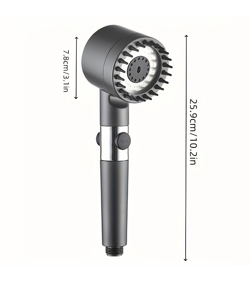 Handheld Filter Shower Set Five Layer Three Mode Massage High Pressure Water Saving Wall Mounted Includes 12 Filter Cartridges And Water Hose Gray ABS Material For Modern Bathroom Accessories - Image 5