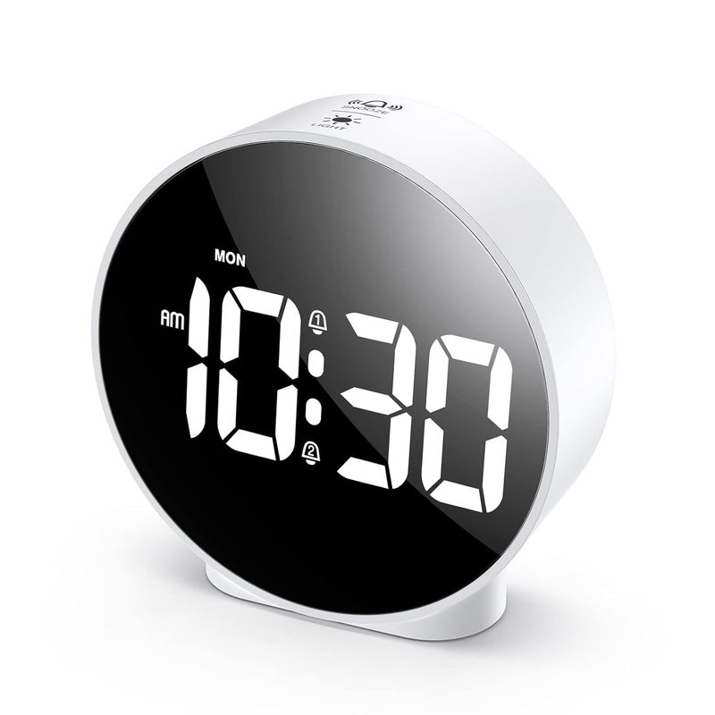 Jukmen Alarm Clock High Definition LED Desktop Clock Alarm Clock with DC Port for Charging Snooze Function 4 Adjustable Brightness for Home Bedroom Office Pack of 1 White - Image 1