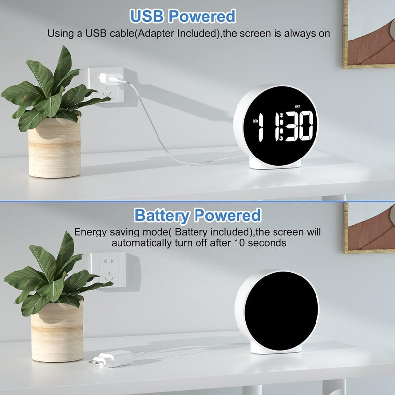 Jukmen Alarm Clock High Definition LED Desktop Clock Alarm Clock with DC Port for Charging Snooze Function 4 Adjustable Brightness for Home Bedroom Office Pack of 1 White - Image 5