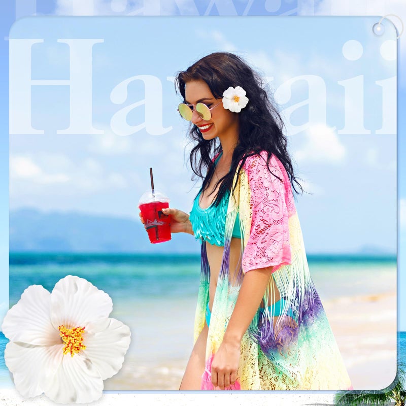 ProSuites 10 Pcs Hawaiian Flower Hair Clips for Women, Plumeria Hibiscus Hair Clips, Artificial Flower Clips 3.5 Inch Hair Accessories for Vacation Party Beach Seaside - Image 5