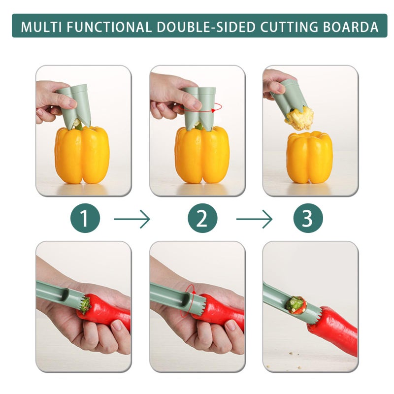 WROLEM Pepper Corer, 2 in 1 Red Bell Pepper Seed Corer Remover Tool, Fruit & Vegetable Corers Quick Cave Tools for Jalapeno Cutter Deseeder, Off White, 1 P - Image 4
