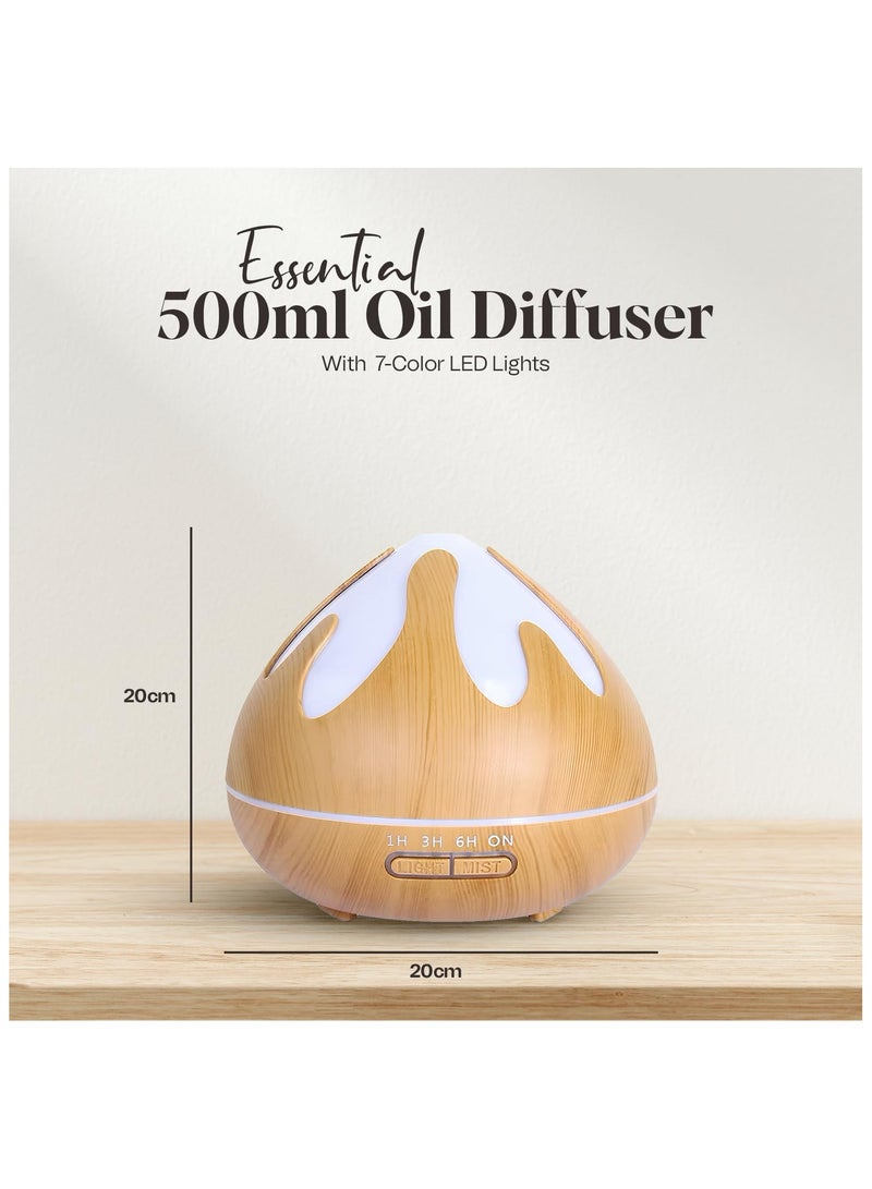 Essential Oil Diffuser with Remote Control, 4-Leaf Clover Design, 500ml Cool Mist Humidifier, 7-Color LED Lights, Auto Shut-Off, Aromatherapy Diffuser for Home, Office, and Bedroom - Image 2