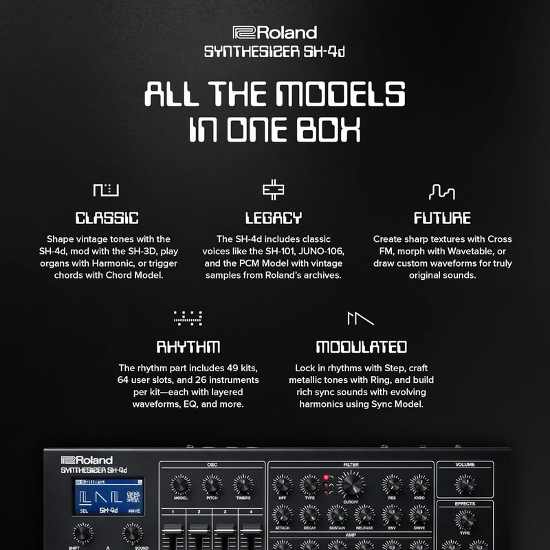 Roland SH-4d Compact Desktop Synthesizer with 11 OSC Models and Extensive FX - Image 5