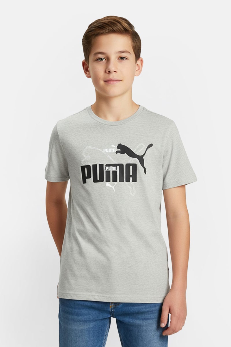 PUMA Kids Boy Sportswear Fit Short Sleeve Outdoor T-Shirt, Grey - Image 1