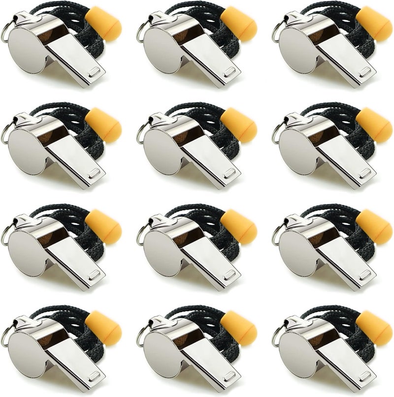 Hipat Stainless Steel Sports Whistles with Lanyard, Loud Crisp Sound Whistles Bulk Great for Coaches, Referees, and Officials - Image 1