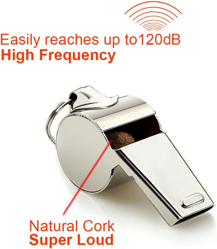 Hipat Stainless Steel Sports Whistles with Lanyard, Loud Crisp Sound Whistles Bulk Great for Coaches, Referees, and Officials - Image 2