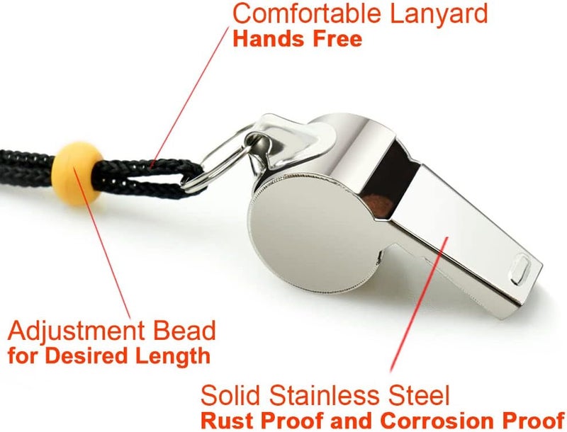 Hipat Stainless Steel Sports Whistles with Lanyard, Loud Crisp Sound Whistles Bulk Great for Coaches, Referees, and Officials - Image 3