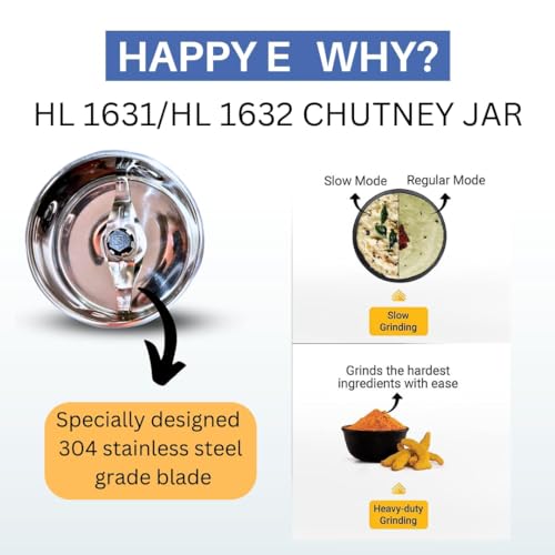 HAPPY E "HL1631/HL1632"(400ML) POWERFUL Chutney Jar | Stainless Steel, Leakproof, Aluminum Bushplate, ABS Plastic Base - Image 4