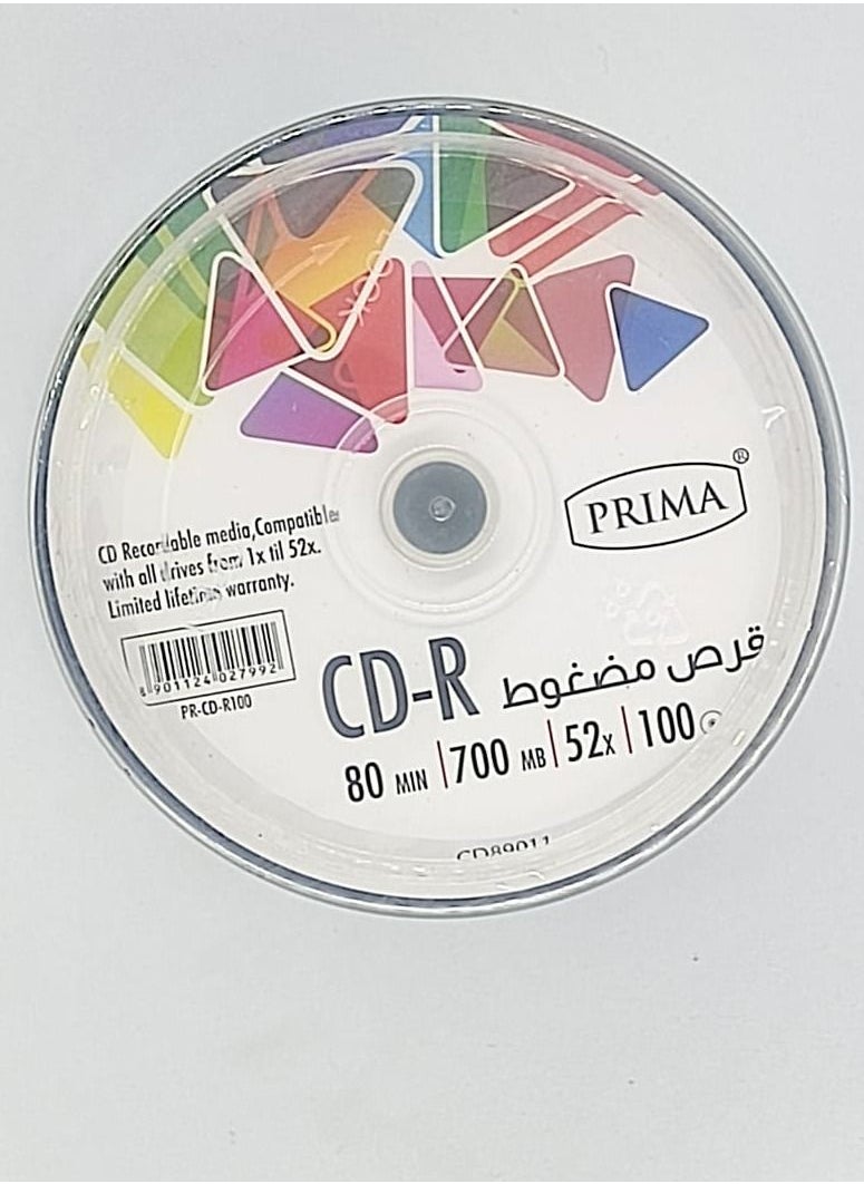 بريما - 100 قطعة سي دي للوسائط المتعددة مرتبة في علبة ذات محور CD-R 52X - Image 1