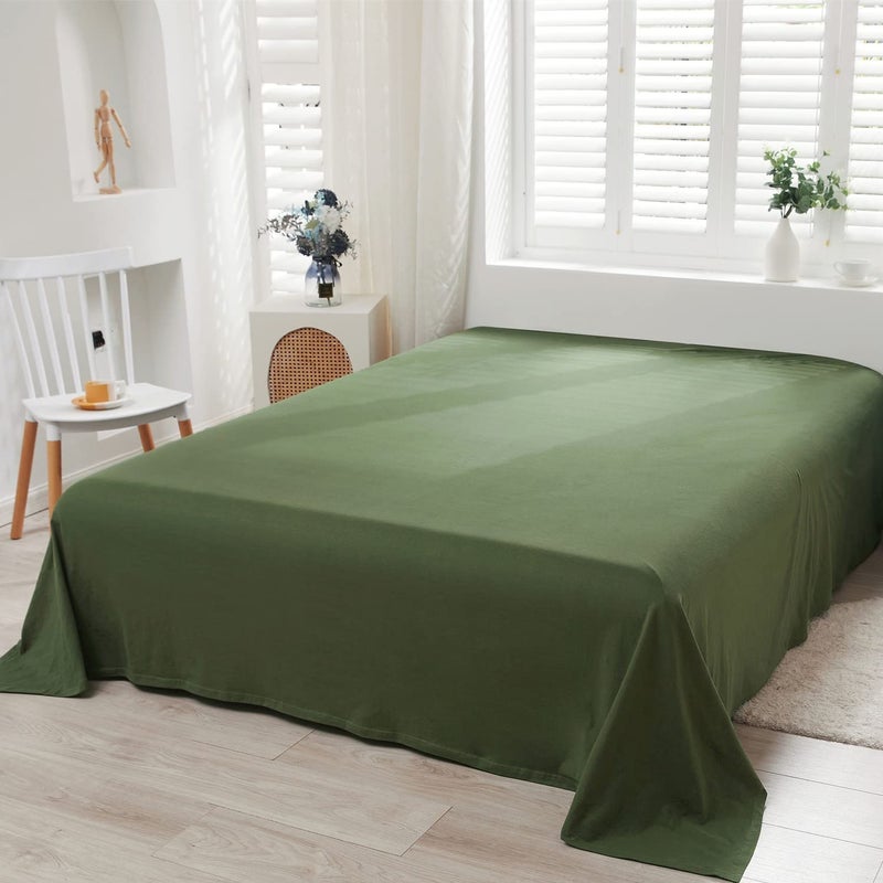 LIFETOWN LIFETOWN 100% Jersey Knit Cotton Bed Sheet Ultra Soft T-Shirt Feel Bedding Sheet 1 Piece Flat Sheet Breathable Wrinkle-Free (Olive Green  King)  - Image 5