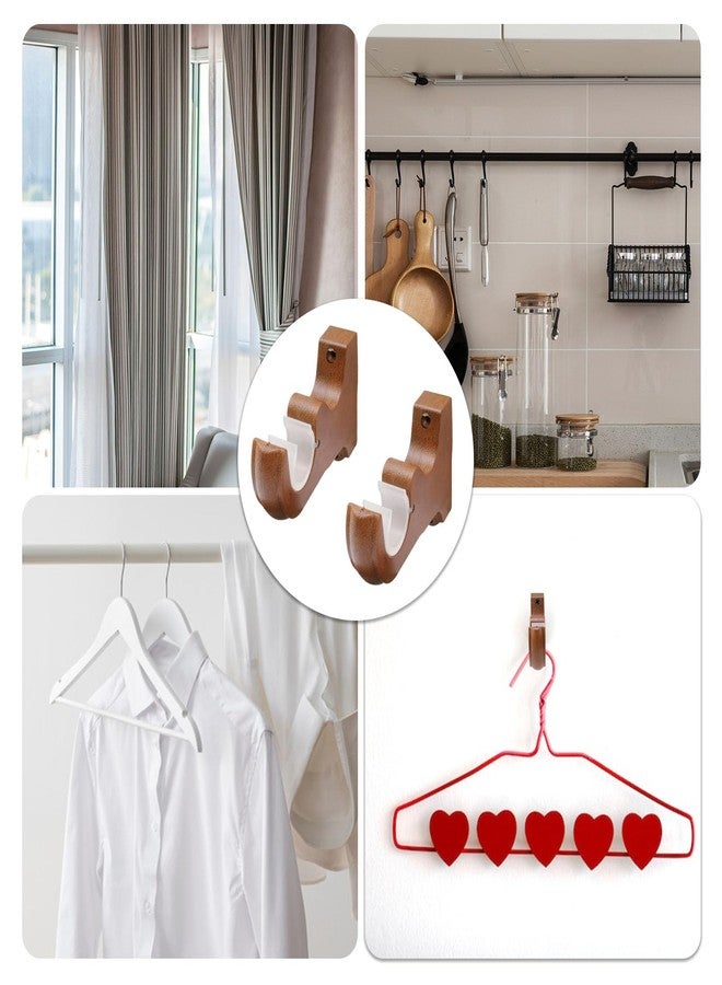 Nicerity 2Pcs Wooden Curtain Rod Brackets Drapery Rod Sturdy Curtain Rods Hooks for Living Room Bedroom Bathroom（Brown） - Image 3