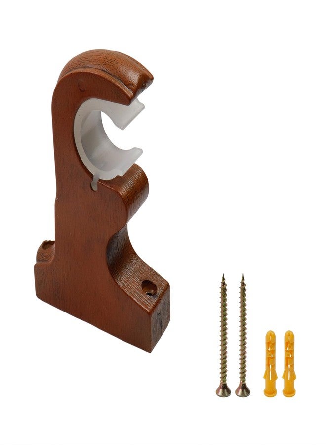 Nicerity 2Pcs Wooden Curtain Rod Brackets Drapery Rod Sturdy Curtain Rods Hooks for Living Room Bedroom Bathroom（Brown） - Image 4